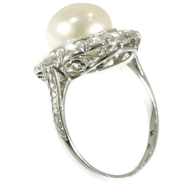 Bague 51 Diamond and pearl engagement ring 58 Facettes 16046-0020