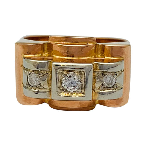 Bague 54 Bague tank or rose, blanc et diamants. 58 Facettes 31897