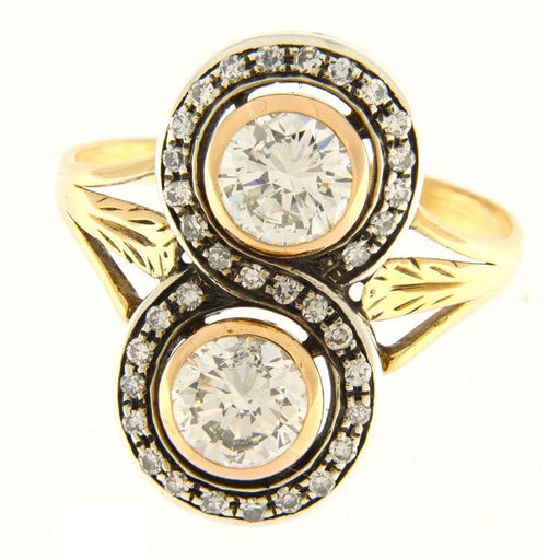 Ring 53 Anello in gold giallo and silver with diamonds 58 Facettes G3492