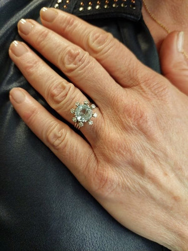 Bague 55 BAGUE AIGUE-MARINE ET DIAMANTS 58 Facettes 074401