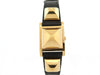 HERMES medor 23 mm quartz watch in gold plate and black leather 58 Facettes 243860