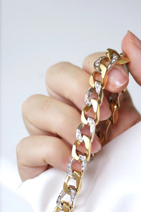 Bracelet Bracelet gourmette diamants deux ors 58 Facettes