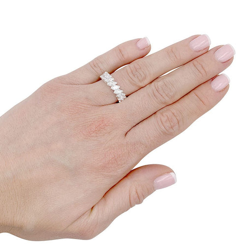 Bague 52 Alliance platine et diamants navettes. 58 Facettes 32469