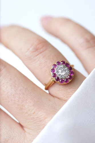 Bague Bague cible diamants et rubis 58 Facettes