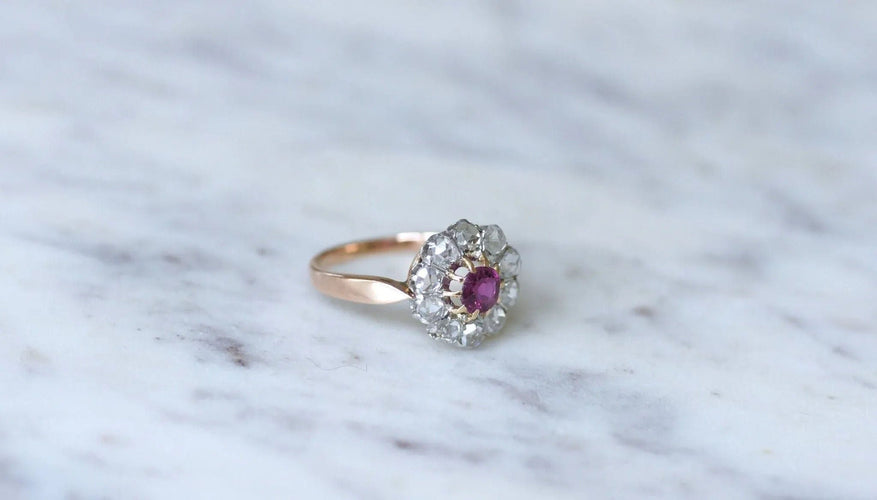 Bague Bague marguerite saphir rose, diamants 58 Facettes