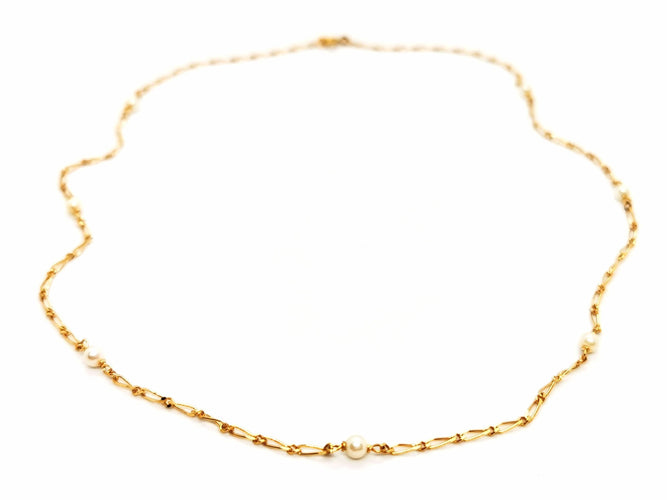 Collier Collier Maille alternée Or jaune Perle 58 Facettes 1654251CN