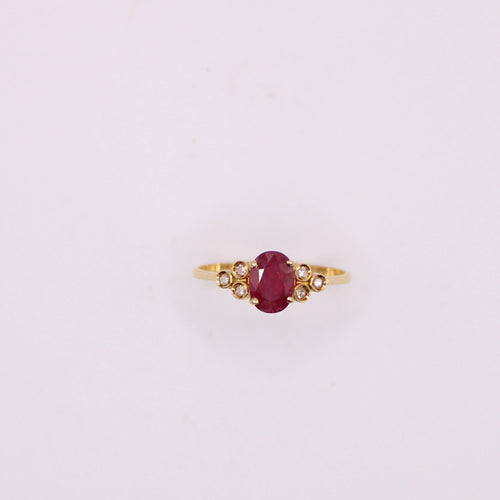 Bague Bague moderne or jaune et rubis, diamants 58 Facettes