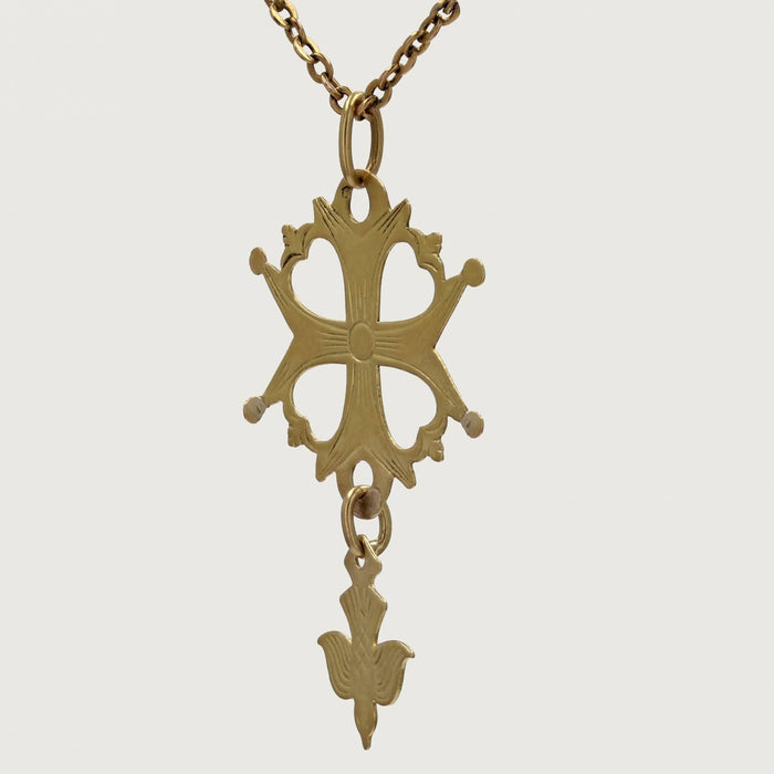 Pendentif Croix huguenote or jaune 58 Facettes 23-163