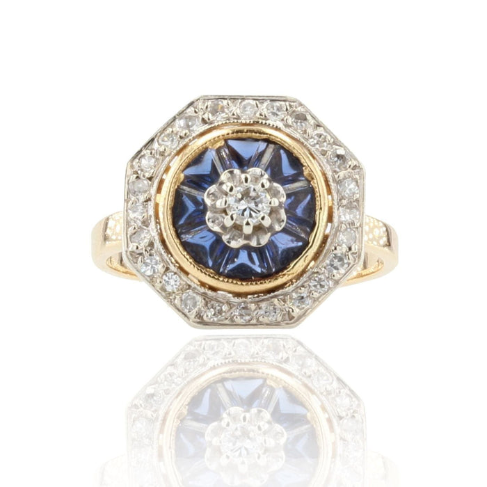 Bague 53 Bague saphirs diamants octogonale 58 Facettes 21-759