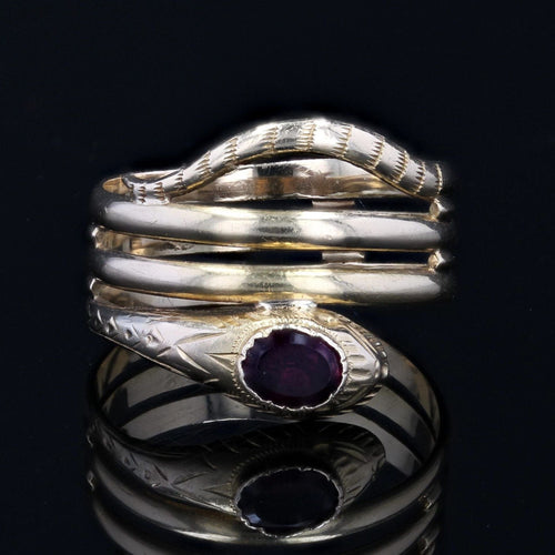 Bague 54 Bague ancienne serpent en or et grenat 58 Facettes 22-568