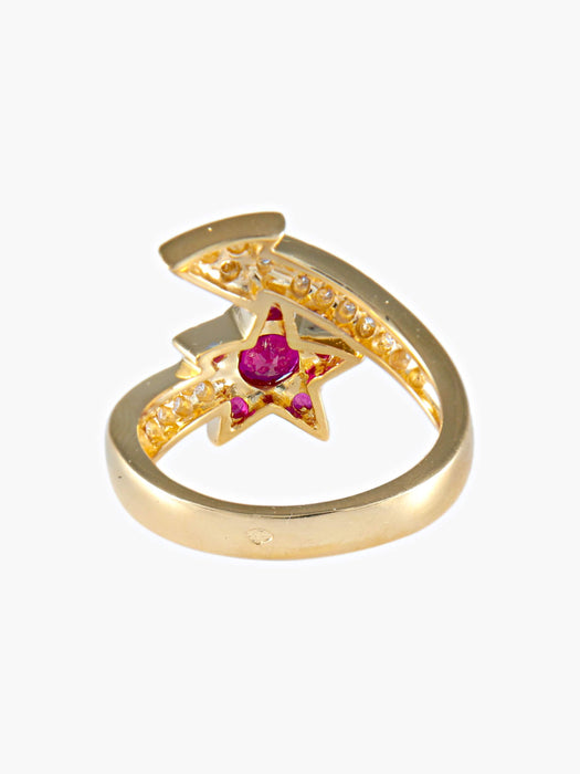 Bague 52 Bague étoile filante rubis diamants or jaune 58 Facettes LP9-31