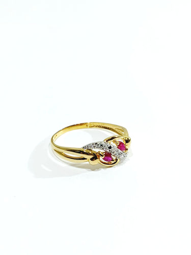 Bague 58.5 Bague or diamants Rubis 58 Facettes