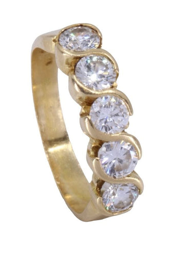 Bague 52 DEMI-ALLIANCE 5 DIAMANTS 58 Facettes 078111