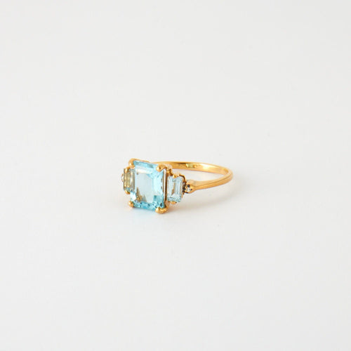 Bague 61 Bague Topazes bleues or jaune 58 Facettes