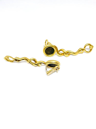 Boucles d'oreilles Boucles d’oreilles anciennes Or jaune Pièces antiques Diamants 58 Facettes