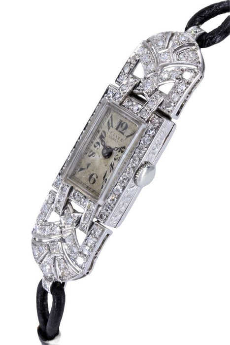 Montre MONTRE ELITE ART-DÉCO PLATINE ET DIAMANTS 58 Facettes 062041