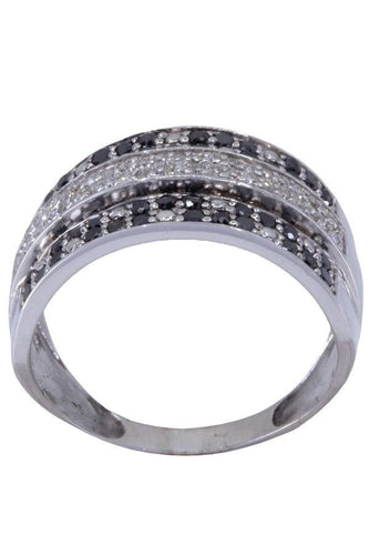 Bague 60 BAGUE MODERNE DIAMANTS NOIRS ET BLANCS 58 Facettes 071301