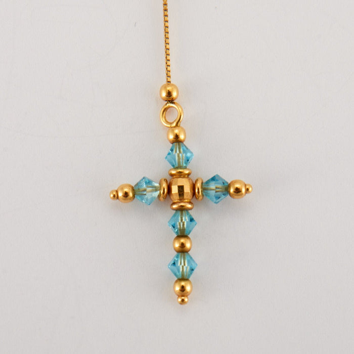 Collier Pendentif croix topaze sur chaîne or jaune 58 Facettes