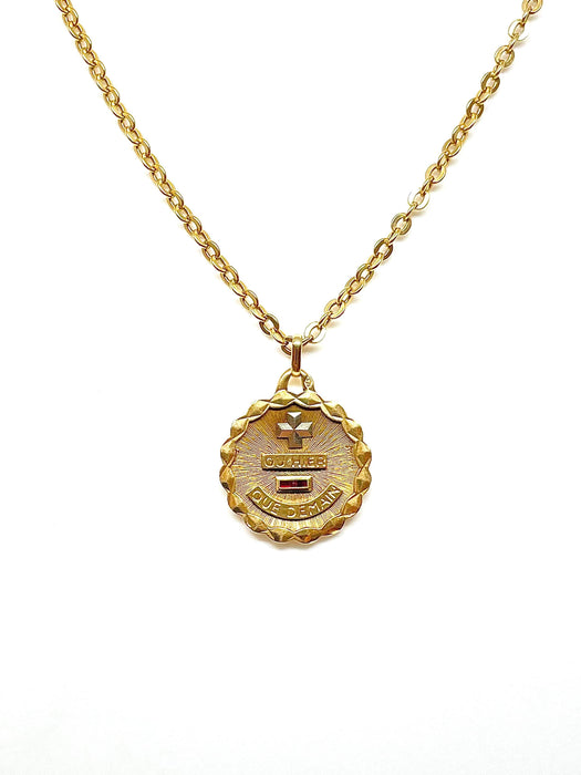 Pendentif AUGIS - Chaîne et pendentif vintage en or, médaille d’amour 58 Facettes