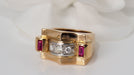 Ring 53 Tank ring in yellow gold, diamonds and rubies 58 Facettes 2945