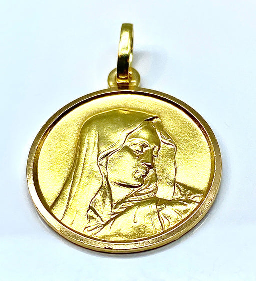 Pendentif Médaille Vierge en or jaune 18 carats 58 Facettes AB295