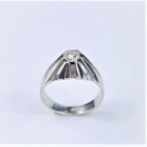 Bague 59.5 Bague Dôme en Or Blanc avec Diamant 58 Facettes 20400000539