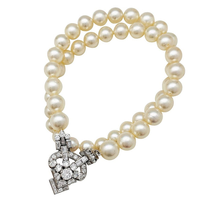 Collier Collier perles, or blanc et diamants. 58 Facettes 30937