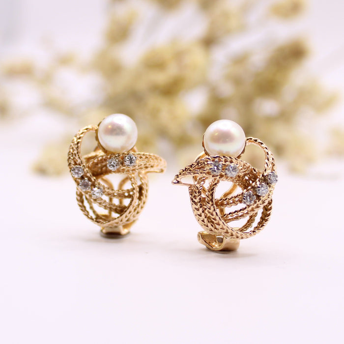 Boucles d'oreilles Boucles d’oreilles serties de perles et diamants 58 Facettes