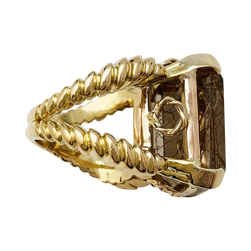 Bague 53 Bague en or jaune et quartz cheveux d'ange. 58 Facettes 30706