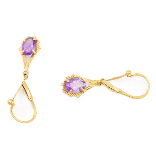 Boucles d'oreilles Boucles d'oreilles Dormeuses Or jaune Améthyste 58 Facettes 2593494CD