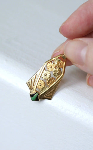 Pendentif Pendentif Art Déco fleur or jaune et émail 58 Facettes
