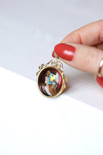 Pendentif Pendentif vintage émail de Limoges en or jaune 58 Facettes