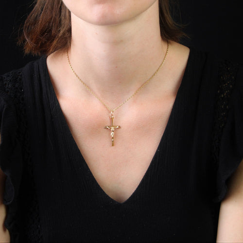 Pendentif Croix avec Christ or rose 58 Facettes 21-163A