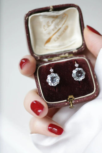 Boucles d'oreilles Boucles d'oreilles Or rose Platine Aigue-marine Diamants 58 Facettes