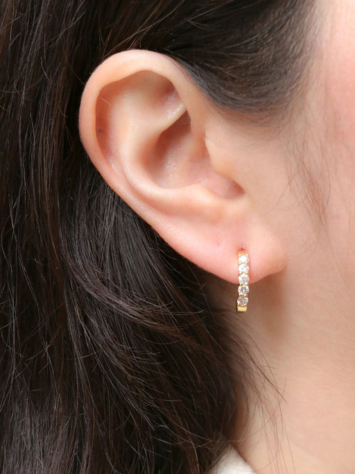 Boucles d'oreilles Demi-créoles Or jaune Diamants 58 Facettes J277