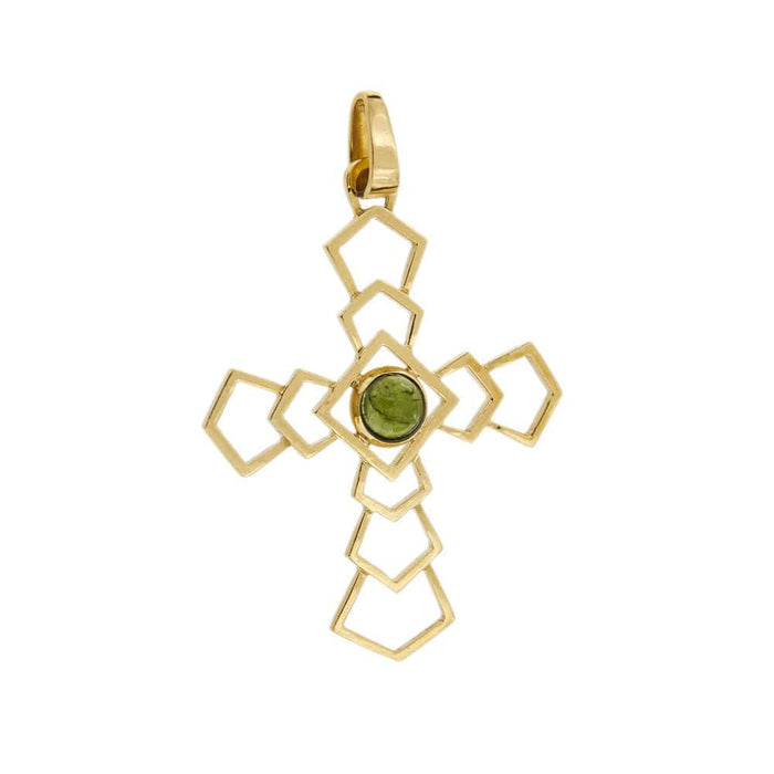 Pendentif Pendentif croix avec tourmaline verte 58 Facettes 31480