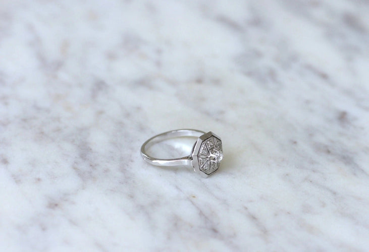 Bague Bague Hexagonale Art Déco Diamants 58 Facettes