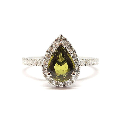 Bague 53 Bague Saphir vert & Diamants 58 Facettes