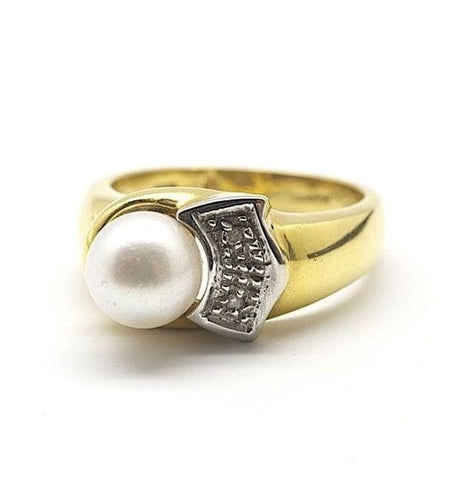 Bague 53 / Jaune / Or 750‰ Bague Or Diamants et Perle 58 Facettes 220572R