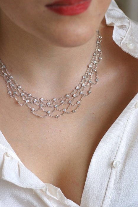 Collier Collier Draperie or blanc et diamants 58 Facettes