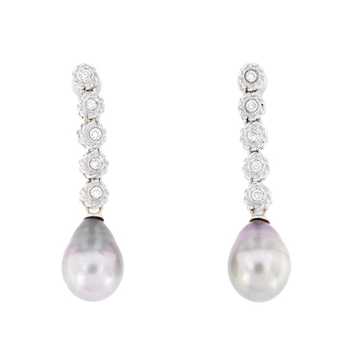Boucles d'oreilles Boucles d'oreilles pendantes diamants perles de Tahiti 58 Facettes 17797