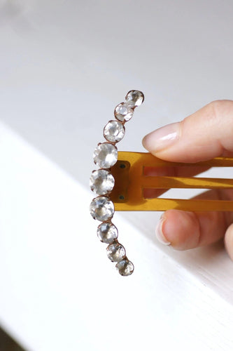 Accessoire Peigne ancien demi lune, pierres du Rhin sur corne 58 Facettes