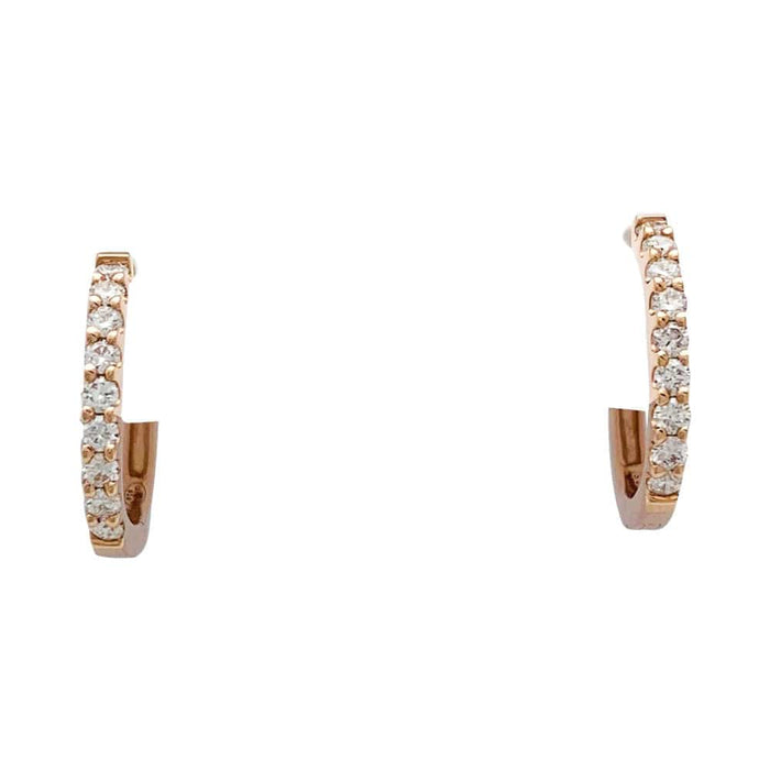 Boucles d'oreilles Paire de petites créoles en or rose, diamants. 58 Facettes 32666