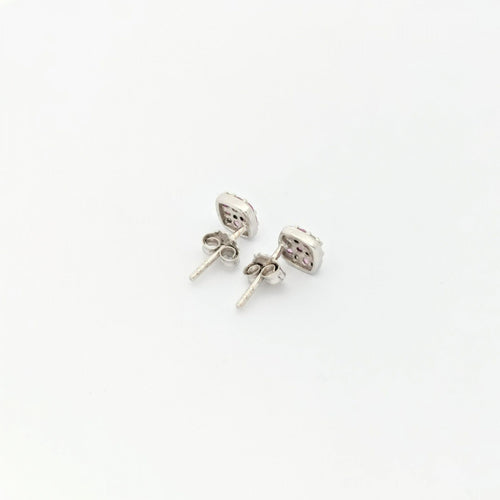 Boucles d'oreilles Boucles d'oreilles Or blanc Diamants Saphirs roses 58 Facettes 27968