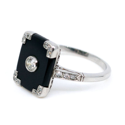 Bague Bague Art Déco Onyx Diamants 58 Facettes 283515B624A545CBB2833D855843D533