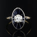 Ring 55 Art deco shuttle diamond sapphire ring 58 Facettes 20-508