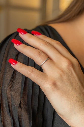 Bague 49.5 Bague Demi alliance Or blanc Diamant 58 Facettes 2739433CN