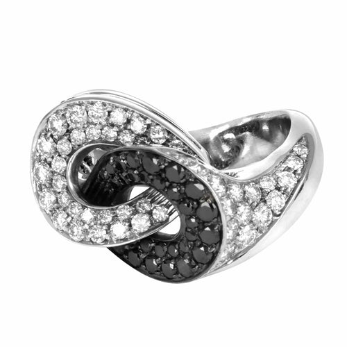 Bague 53 Bague Or Gris, Diamants Blancs et Noirs 58 Facettes 61E00437