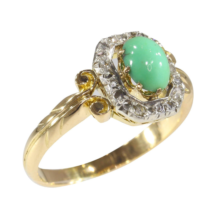 Bague 54 Bague en or avec diamants et turquoise 58 Facettes 22130-0168