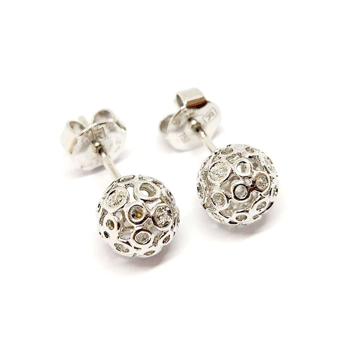 Boucles d'oreilles Boucles d'oreilles boules diamants or blanc 58 Facettes